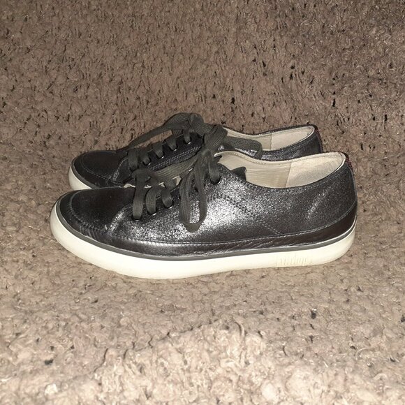 FITFLOP-Supertone Sneaker-Metallic Pewter Leather-LaceUp-Sz 6-Excellent - Picture 2 of 8
